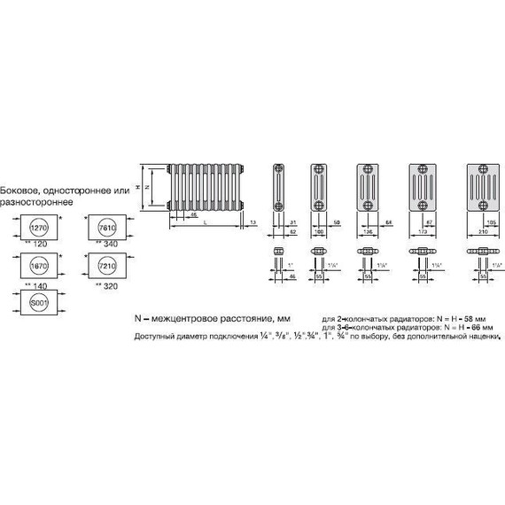 Вертикальный радиатор Zehnder Charleston 2180 300х1790 мм (6 секций) нижнее подключение, белый фото 5