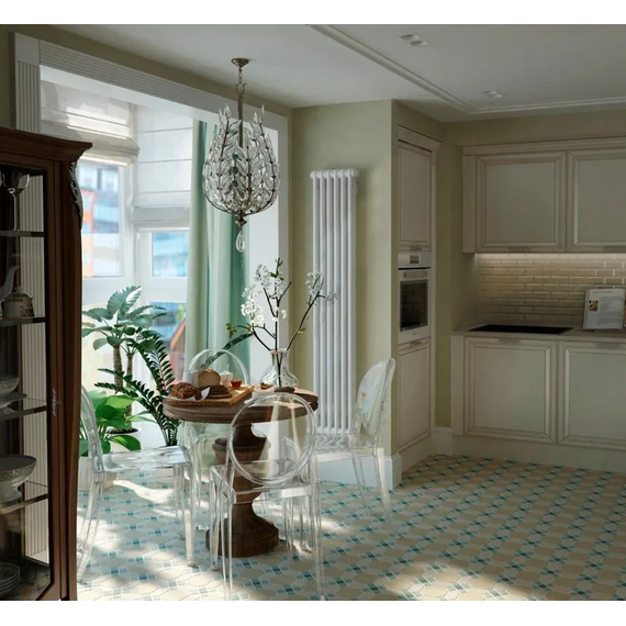 Вертикальный радиатор Zehnder Charleston 2180 300х1790 мм (6 секций) нижнее подключение, белый фото 2