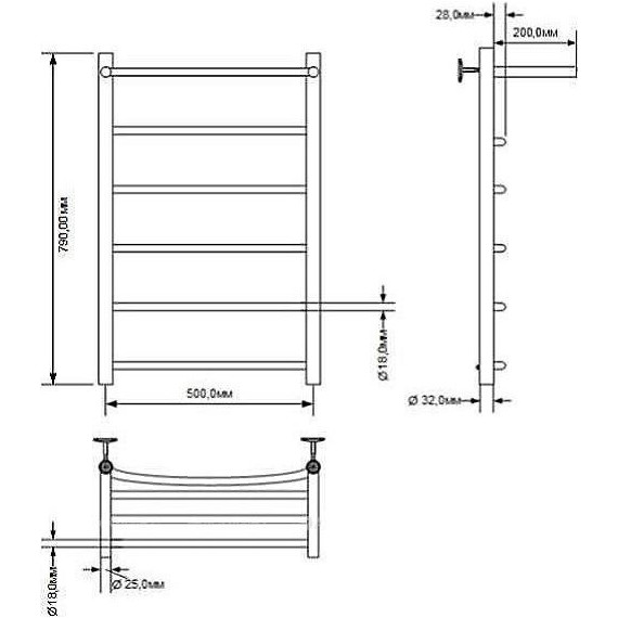 Полотенцесушитель водяной Aquanet Romeo с полкой П6 500х800 мм 266729 фото 2