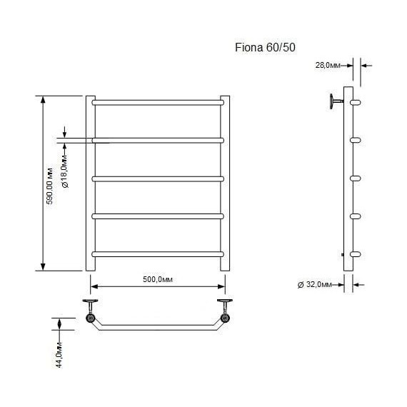 Полотенцесушитель водяной Aquanet Fiona П5 500х600 мм 266736 фото 2