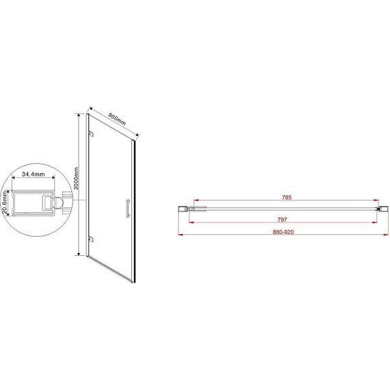 Душевая дверь Vincea Flex 90 см VDP-1F900CGB (стекло 8 мм), черный/тонированное фото 2