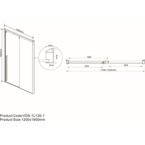 Душевая дверь Vincea Lugano 120 см VDS-1L120CGB-1 (стекло 8 мм), черный/тонированное фото 2