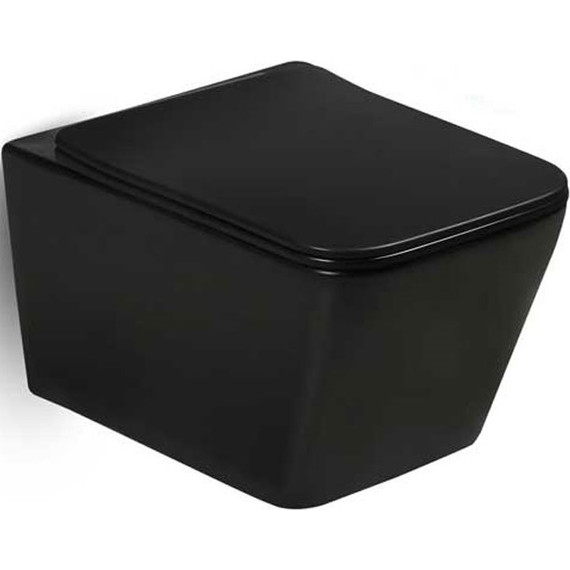 Унитаз подвесной безободковый Vincea Q-Line VT1-12MB с крышкой микролифт, черный матовый, Цвет производителя: чёрный матовый фото 