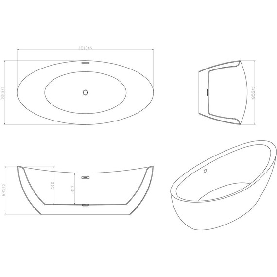 Ванна отдельностоящая Vincea 180x85 см VBT-203 фото 3