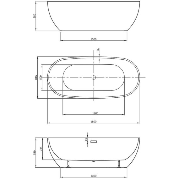 Ванна отдельностоящая Vincea 180x81 см VBT-408-1800 фото 5