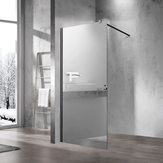Душевая перегородка Vincea Walk-In 90 см VSW-1H900MRB (стекло 8 мм) с кронштейном в комплекте, черный/зеркальное фото 