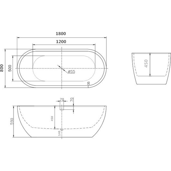 Ванна отдельностоящая Art&Max 180x80 см AM-218-1800-800 фото 3