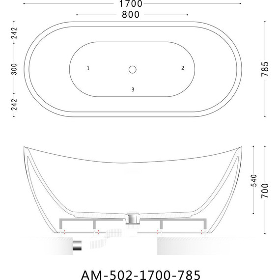 Ванна отдельностоящая Art&Max 170x78 см AM-502-1700-785 фото 4