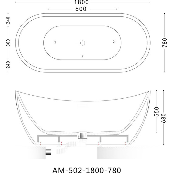 Ванна отдельностоящая Art&Max 180x78 см AM-502-1800-780 фото 4