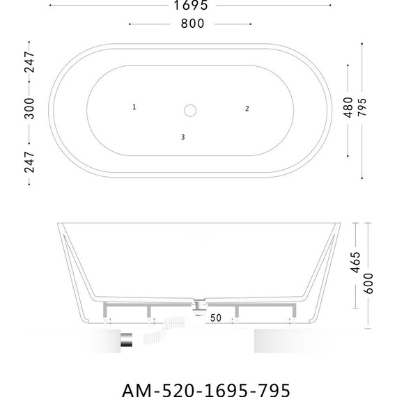 Ванна отдельностоящая Art&Max 169x79 см AM-520-1695-795 фото 5