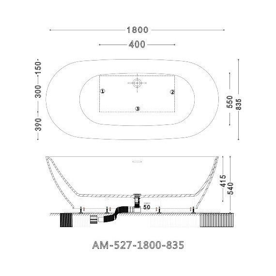 Ванна отдельностоящая Art&Max 180x83 см AM-527-1800-835 фото 5