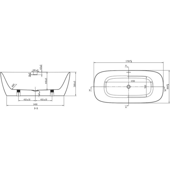 Ванна отдельностоящая Art&Max Verona 170x80 см AM-VER-1700-800 фото 3