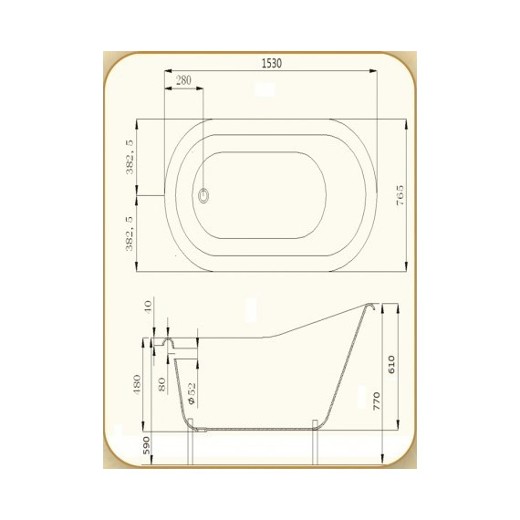 Ванна отдельностоящая Magliezza Beatrice CR 153x76 см (ножки хром) фото 8
