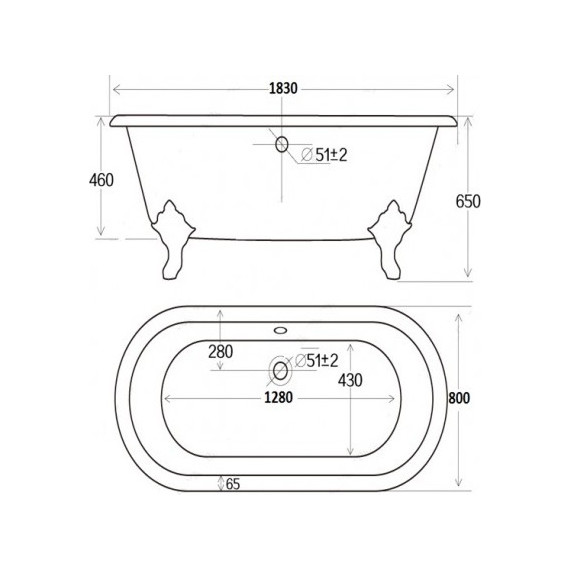 Ванна отдельностоящая Magliezza Patricia WH 183x80 см (ножки белые) фото 6