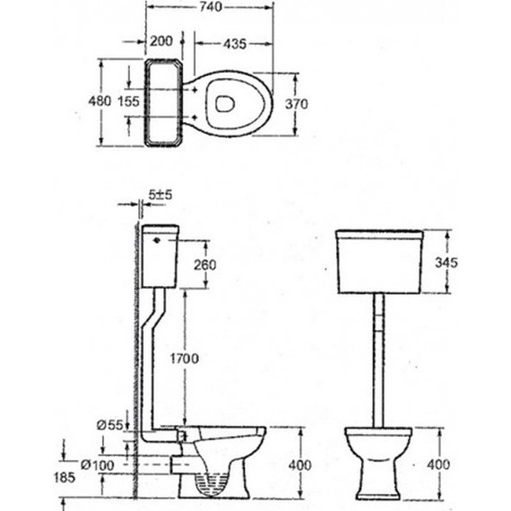 Унитаз-компакт Magliezza Retro 7010 (механизм слива золото) фото 12