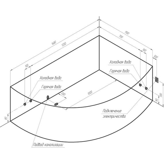 Ванна акриловая Радомир Алари 168x120 см L (в комплекте каркас) фото 14