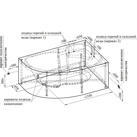 Ванна акриловая Радомир Ирма 1 169x110 см R (в комплекте каркас) фото 10