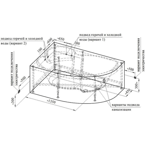 Ванна акриловая Радомир Ирма 1 169x110 см L (в комплекте каркас), Размер - мм: 1690х1100 - 10 Ванна акриловая Радомир Ирма 1 169x110 см L (в комплекте каркас), Размер - мм: 1690х1100 фото 10