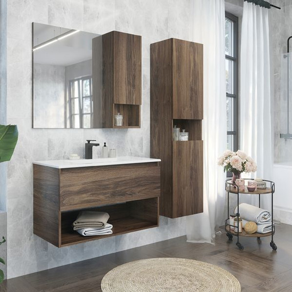 Зеркало-шкаф Comforty Бордо 90 см, дуб тёмно-коричневый фото 4