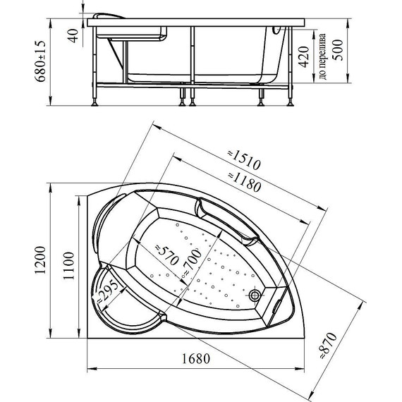 Ванна гидромассажная Радомир Алари 168x120 см R (Гидромассаж "Баланс") фото 2