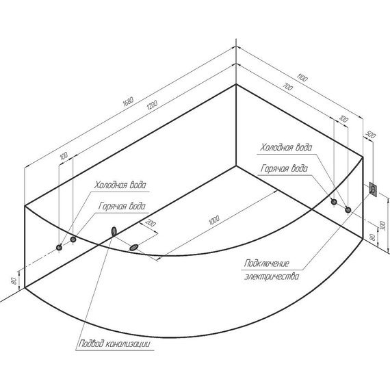 Ванна гидромассажная Радомир Алари 168x120 см R (Гидромассаж "Классик") фото 3