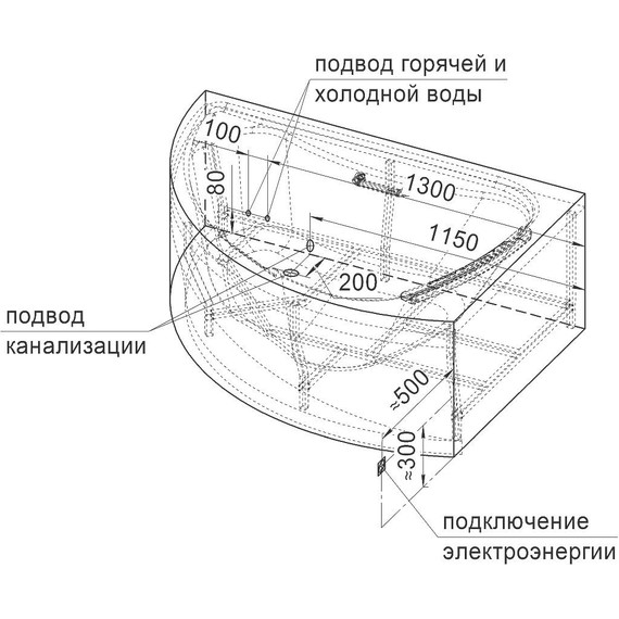 Ванна акриловая Радомир Альбена 168x120 см R (в комплекте каркас и сифон) фото 6