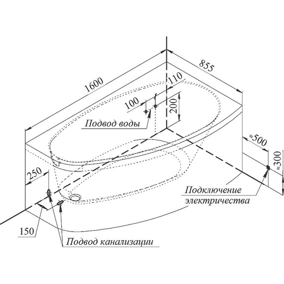 Ванна акриловая Радомир Орсини 160x90 см L (в комплекте каркас и сифон) - 7 Ванна акриловая Радомир Орсини 160x90 см L (в комплекте каркас и сифон) фото 7