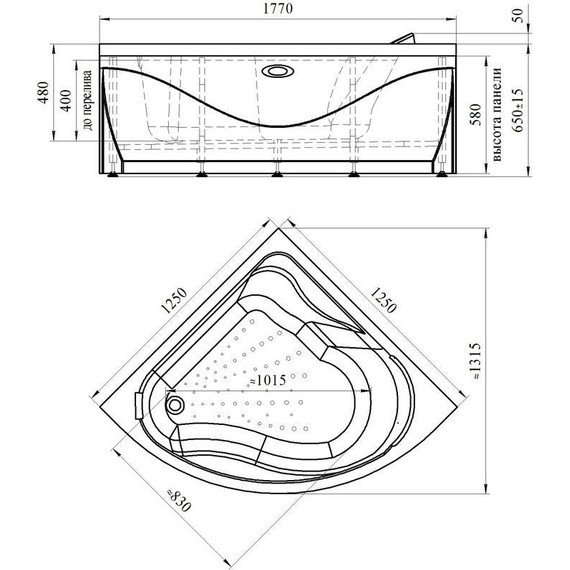 Ванна гидромассажная Радомир Альтея 125x125 см (Гидромассаж "Баланс") фото 2