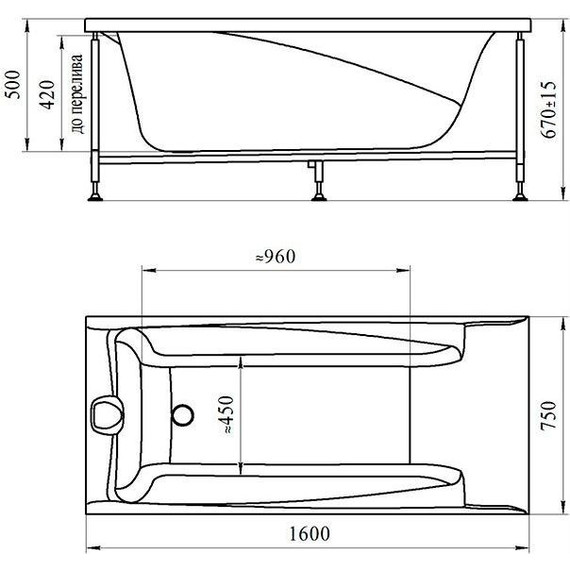 Ванна гидромассажная Радомир Фелиция 160x75 см (Гидромассаж "Классик") фото 2