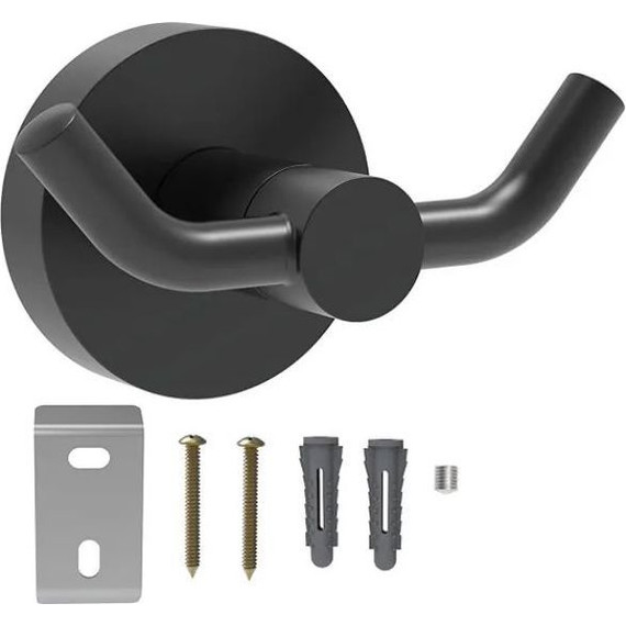 Двойной крючок Haiba HB8705-2, цвет чёрный матовый - 2 Двойной крючок Haiba HB8705-2, цвет чёрный матовый фото 2