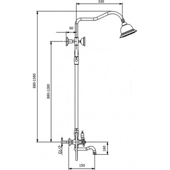 Душевая стойка Magliezza Bianco 1302-br (верхний душ 200 мм), бронза фото 3