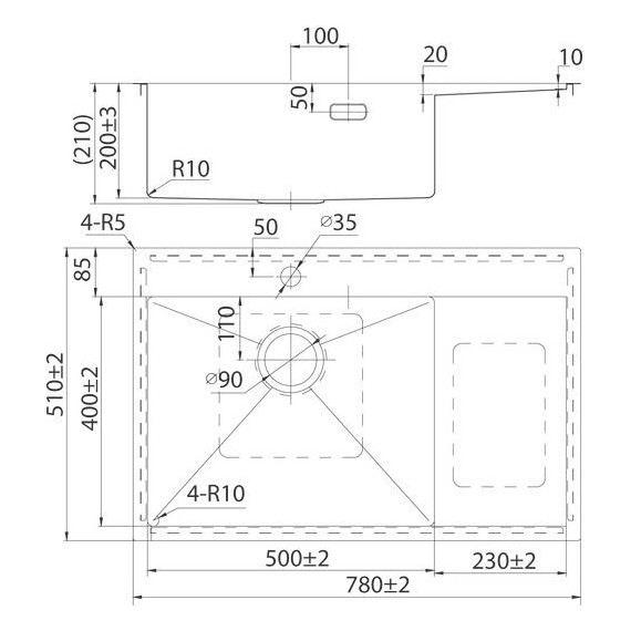 Кухонная мойка Iddis Haze HAZ78SLi77 1,2 мм, сатин R фото 4