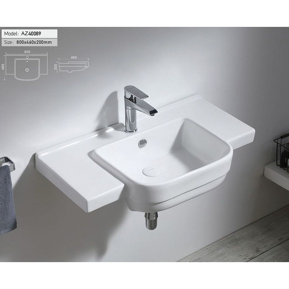 Раковина подвесная Azario 80 см AZ-40089 фото 2