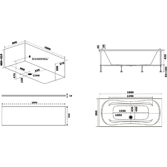 Панель фронтальная Azario Верда 180 см ВРЭ0001 фото 2