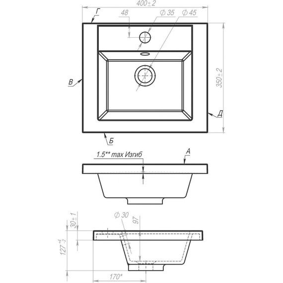 Тумба подвесная с раковиной Art&Max Family-400-2C-SO-PB 40 см, сканди фото 6