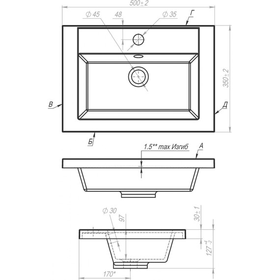 Тумба подвесная с раковиной Art&Max Family-500-2C-SO-BL 50 см, белый глянец фото 6
