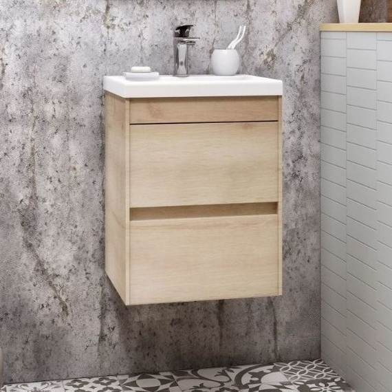 Тумба подвесная с раковиной Art&Max Family-400-2C-SO-PB 40 см, сканди фото 