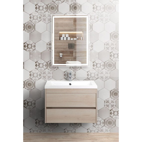 Тумба подвесная с раковиной Art&Max Family-580-2C-SO-PB 58 см, сканди фото 2