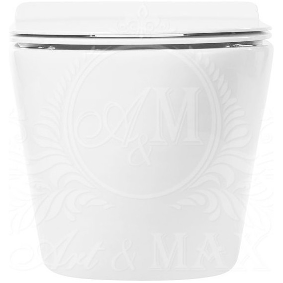 Унитаз подвесной безободковый Art&Max Ovale AM011CHR, Цвет производителя: белый фото 2