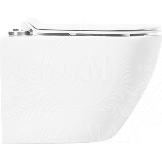 Унитаз подвесной безободковый Art&Max Ovale AM011CHR, Цвет производителя: белый фото 3