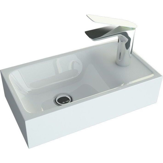 Тумба подвесная с раковиной Art&Max Family-400-1D-SO-BL 40 см, белый глянец фото 3