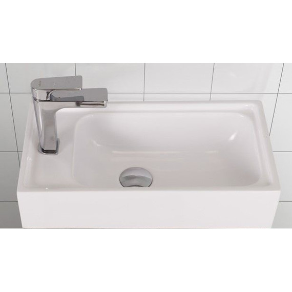 Тумба подвесная с раковиной Art&Max Liberty-400-1D-SO-BL-R 40 см, белый глянец фото 6