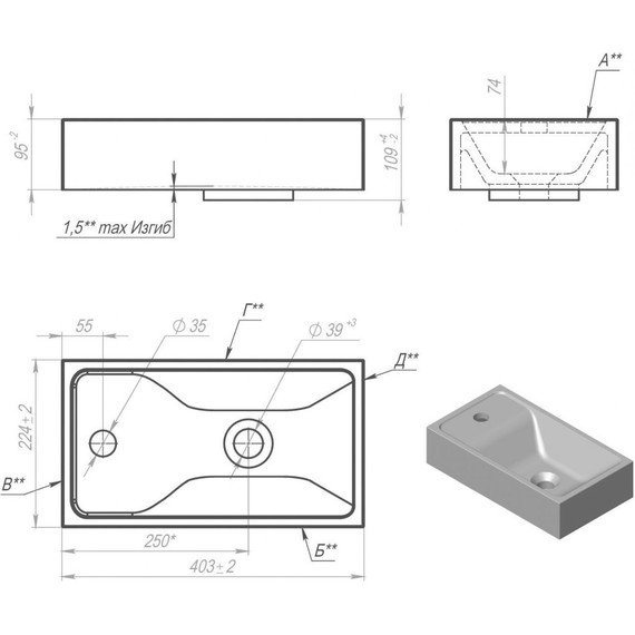 Тумба подвесная с раковиной Art&Max Family-400-1D-SO-PE 40 см, бетон экзотик фото 6