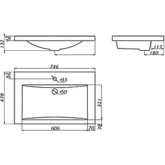 Тумба подвесная с раковиной Art&Max AM-Platino-750-2C-SO-GM 75 см, серый матовый фото 6