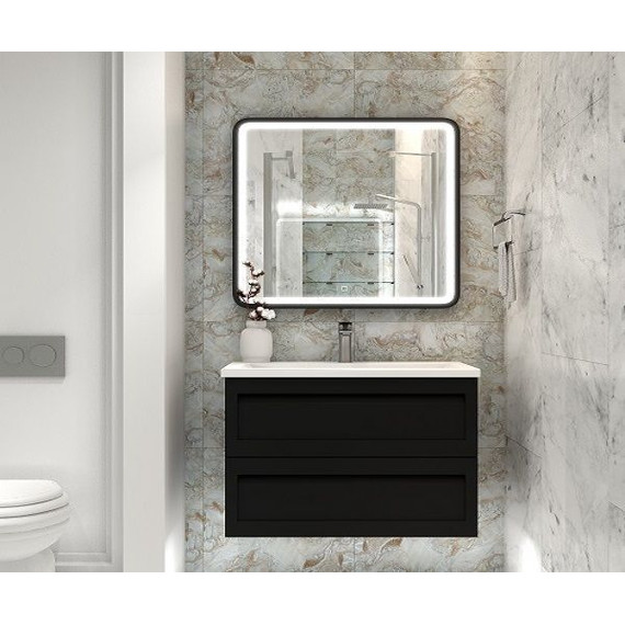 Тумба подвесная с раковиной Art&Max AM-Platino-1000-2C-SO-NM 100 см, черный матовый фото 2