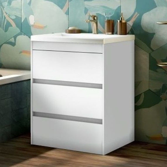 Тумба напольная с раковиной Art&Max FAMILY-580-3C-PIA-BL 58 см, белый глянец фото 