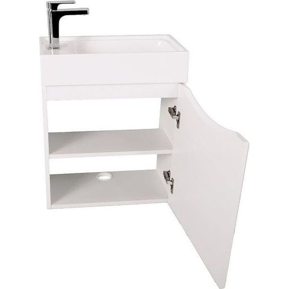 Тумба подвесная с раковиной Art&Max Liberty-400-1D-SO-BL-R 40 см, белый глянец фото 2