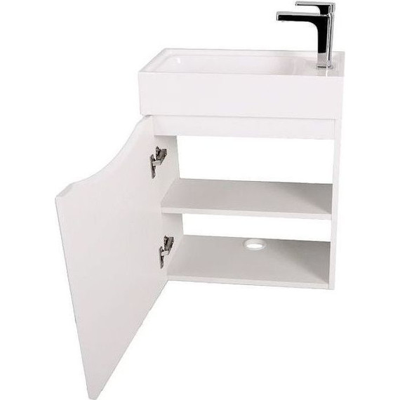 Тумба подвесная с раковиной Art&Max Liberty-400-1D-SO-BL-L 40 см, белый глянец фото 2