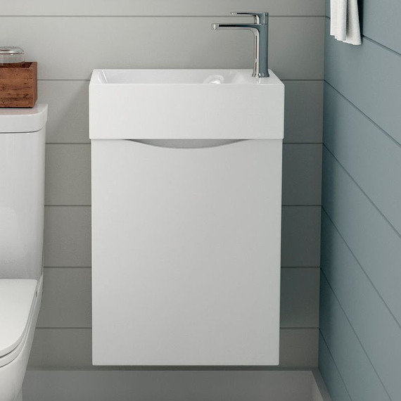 Тумба подвесная с раковиной Art&Max Liberty-400-1D-SO-BL-R 40 см, белый глянец фото 3