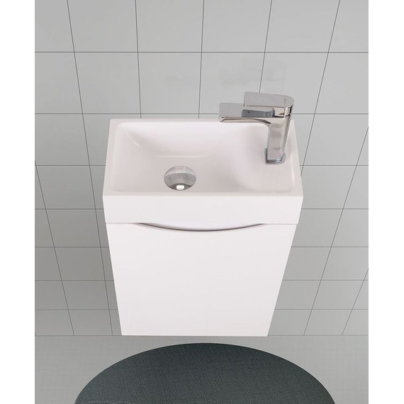 Тумба подвесная с раковиной Art&Max Liberty-400-1D-SO-BL-R 40 см, белый глянец фото 5